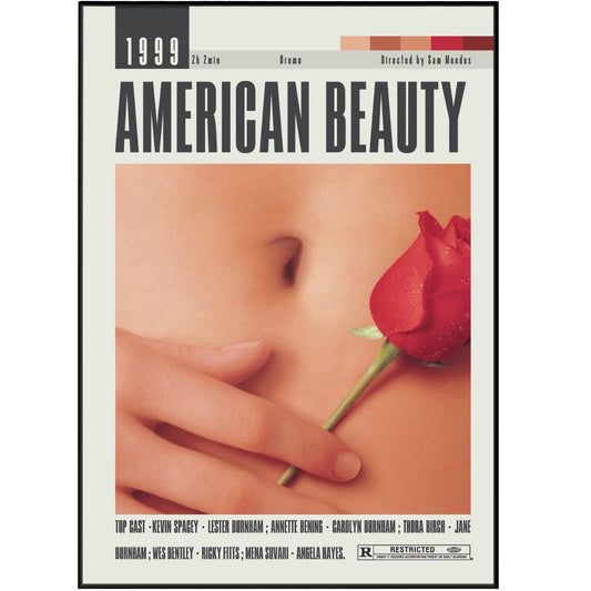 Expertly curated collection of original and custom American Beauty posters by renowned director Sam Mendes. Choose from a variety of sizes and styles, including minimalist and vintage designs. Elevate your home decor with these iconic movie prints.