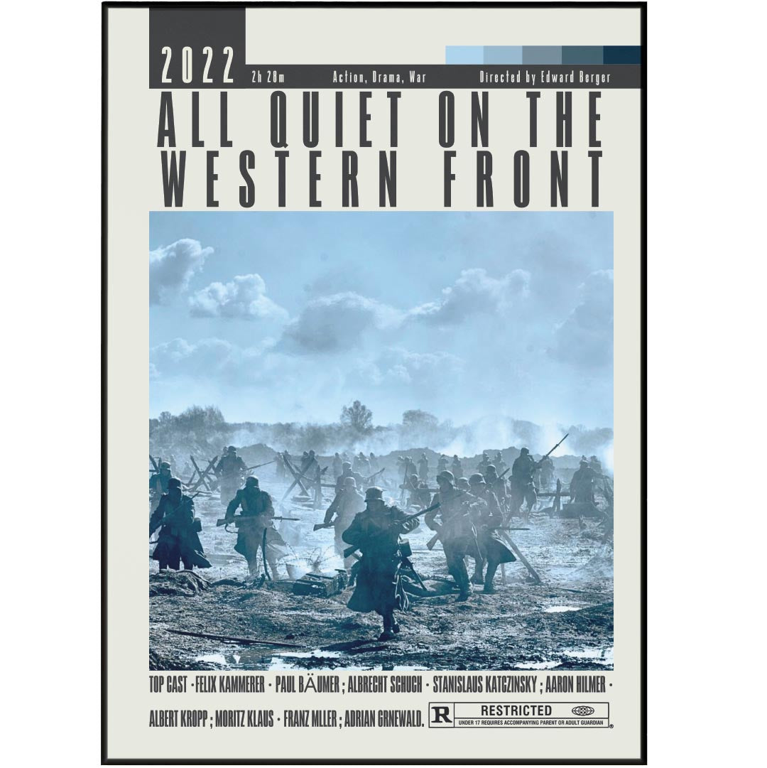 Experience the iconic and timeless story of "All Quiet on the Western Front" with our custom movie posters. These minimalist, vintage-inspired prints come in 98 different types, ranging from A6 to A3 in size. Featuring the top cast, director, and famous scenes, these posters are a must-have for any movie fan or collector. Add them to your wall art decor and relive the best movie of all time.
