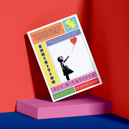 "The BALLON GIRL Street Art Poster features iconic artwork by legendary street artist Banksy. Made famous in London and Bristol, this limited edition poster showcases the unique style and message of Banksy's art. Display it in your home or office to add a touch of urban culture and social commentary to your space."
