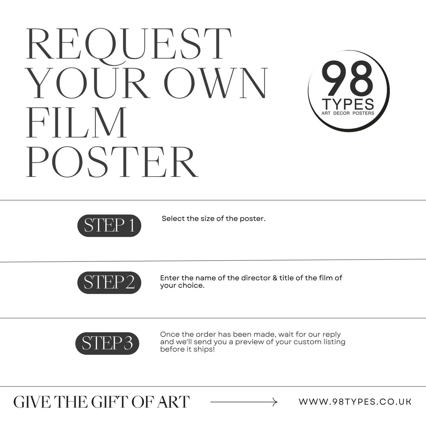 Request Your Own Film Poster | Gift Idea | Custom Movie Poster