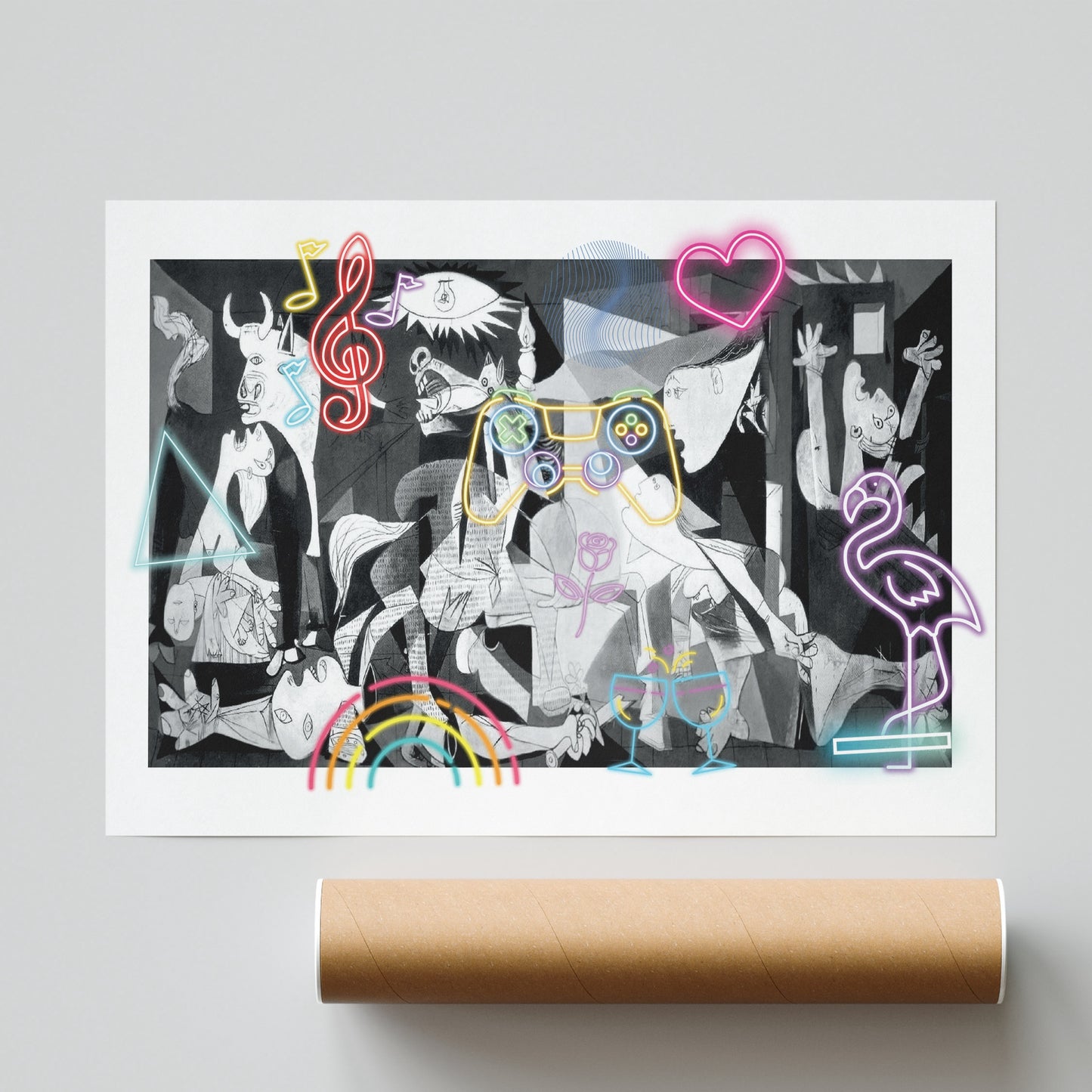 Guernica Painting Neon Poster