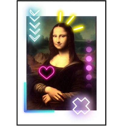 Mona Lisa Painting Neon Poster