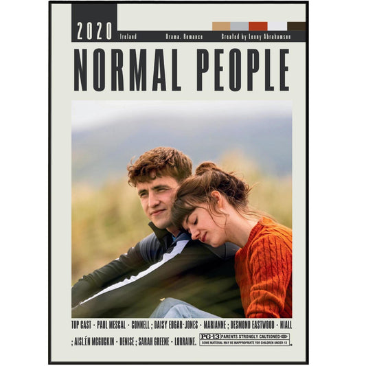 Elevate your walls with our Normal People Poster from Lenny Abrahamson Films. Featuring original, vintage-inspired movie art posters and custom minimalist designs in various sizes. Add a touch of retro charm to your space and showcase your love for the best movies of all time.