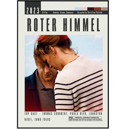 Elevate your home decor with our Roter Himmel Poster collection, featuring original and vintage movie art posters. Our custom-made minimalist prints, available in sizes from A6 to A3, are perfect for adding a touch of midcentury style to any room. Add the best movies of all time to your walls with our professionally designed and objective movie prints.