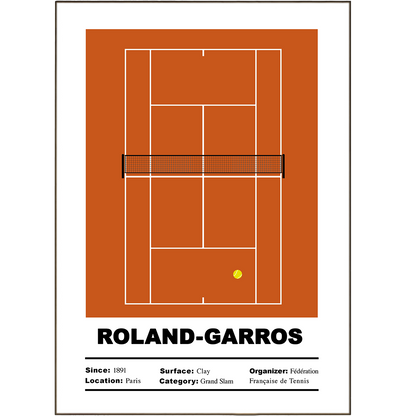 Show off your enthusiasm for the sport with these Roland-Garros Tennis Posters! These Grand Slam Tennis Posters feature the unmistakable design of the tournament, and are crafted in a selection of five sizes: A5, A4, and A3. These posters make for the perfect wall art in any tennis fan's home, with a minimalist design that captures the spirit of the court, and features of the tournament. Go ahead - serve up some style in your home!