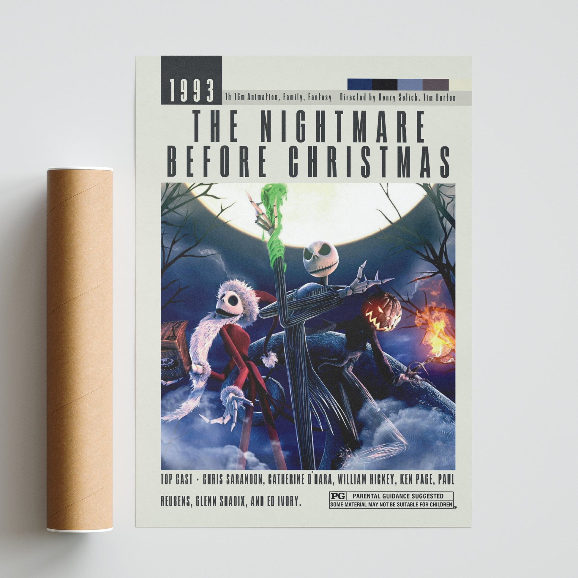 Enhance your movie collection with these original Nightmare Before Christmas posters from renowned director Tim Burton. Featuring large and vintage movie art, these custom and minimalist posters are perfect for any wall. Add a touch of vintage retro art to your home decor with these unframed movie posters, available at an affordable price in the UK.
