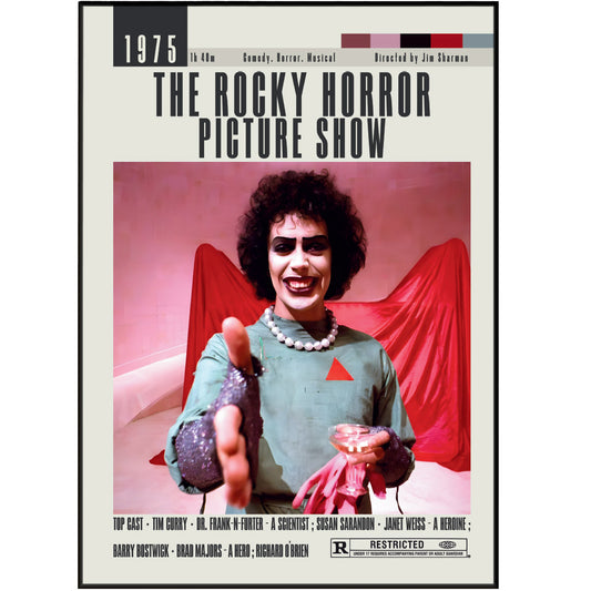 Discover the unique charm of Jim Sharman's cult classic with our collection of original Rocky Horror Picture Show movie posters. Featuring vintage and minimalist designs, our unframed posters are the perfect addition to any movie lover's walls. Get your hands on these custom wall art prints at affordable prices.