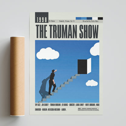 Add a touch of nostalgia to your home with this high-quality vintage movie poster from the cult classic film, The Truman Show. Featuring a minimalist design and custom art print, this unframed poster is a must-have for any Peter Weir fan. Available in large sizes and at affordable prices, it's the perfect addition to your movie poster collection.