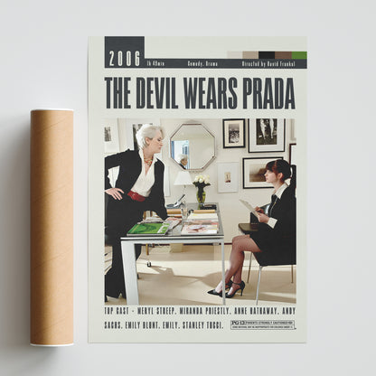 Step into the world of classic cinema with The Devil Wears Prada Posters by David Frankel. Featuring original, unframed movie posters in a vintage retro style, these custom wall art prints are the perfect addition to any film lover's collection. Elevate your home decor with the best movies of all time.