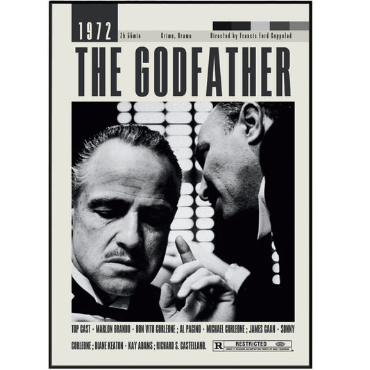 Enhance your movie collection with our original movie posters from the legendary film, The Godfather. Featuring stunning and affordable options including UK vintage and unframed movie posters. Elevate your home decor with our custom and minimalist movie art prints. Expertly crafted to showcase your love for this Francis Ford Coppola masterpiece.