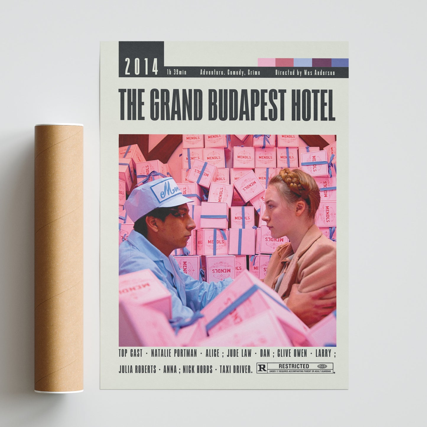 Unleash your love for Wes Anderson's films with our exclusive collection of vintage-style movie posters from The Grand Budapest Hotel. Available in large and unframed options, these custom and minimalist prints are perfect for adding a unique touch to your walls. Elevate your home decor with these affordable and original movie posters from UK.