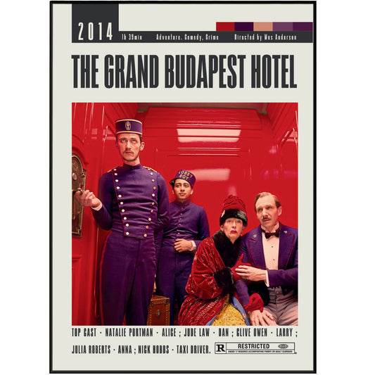 Enhance your movie collection with our original, affordable and unframed movie posters from The Grand Budapest Hotel, a must-have for Wes Anderson fans. Featuring custom and minimalist designs, these vintage retro art prints will elevate your wall art decor. Get your limited edition movie posters now!