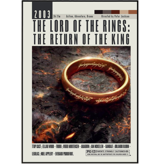 Discover the magic of Peter Jackson's epic trilogy with our original Lord of the Rings: The Return of the King poster. Featuring vintage and minimalist movie art, our unframed poster captures the essence of the film in stunning detail. Elevate your home decor with this unique wall art print.