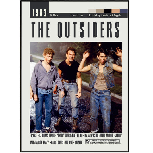Promote your cinephile side with our original "The Outsiders" movie posters from Francis Coppola's classic. These high-quality, unframed posters will add a touch of vintage retro art to your home decor. Available in a variety of sizes and styles to fit your taste. Add a custom or minimalist movie poster to your collection now.