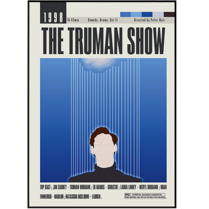 Elevate your movie poster collection with The Truman Show Poster, a high-quality vintage art print from acclaimed director Peter Weir. Featuring iconic original movie posters from the UK and minimalist custom designs, this unframed large poster selection is perfect for fans and experts alike.