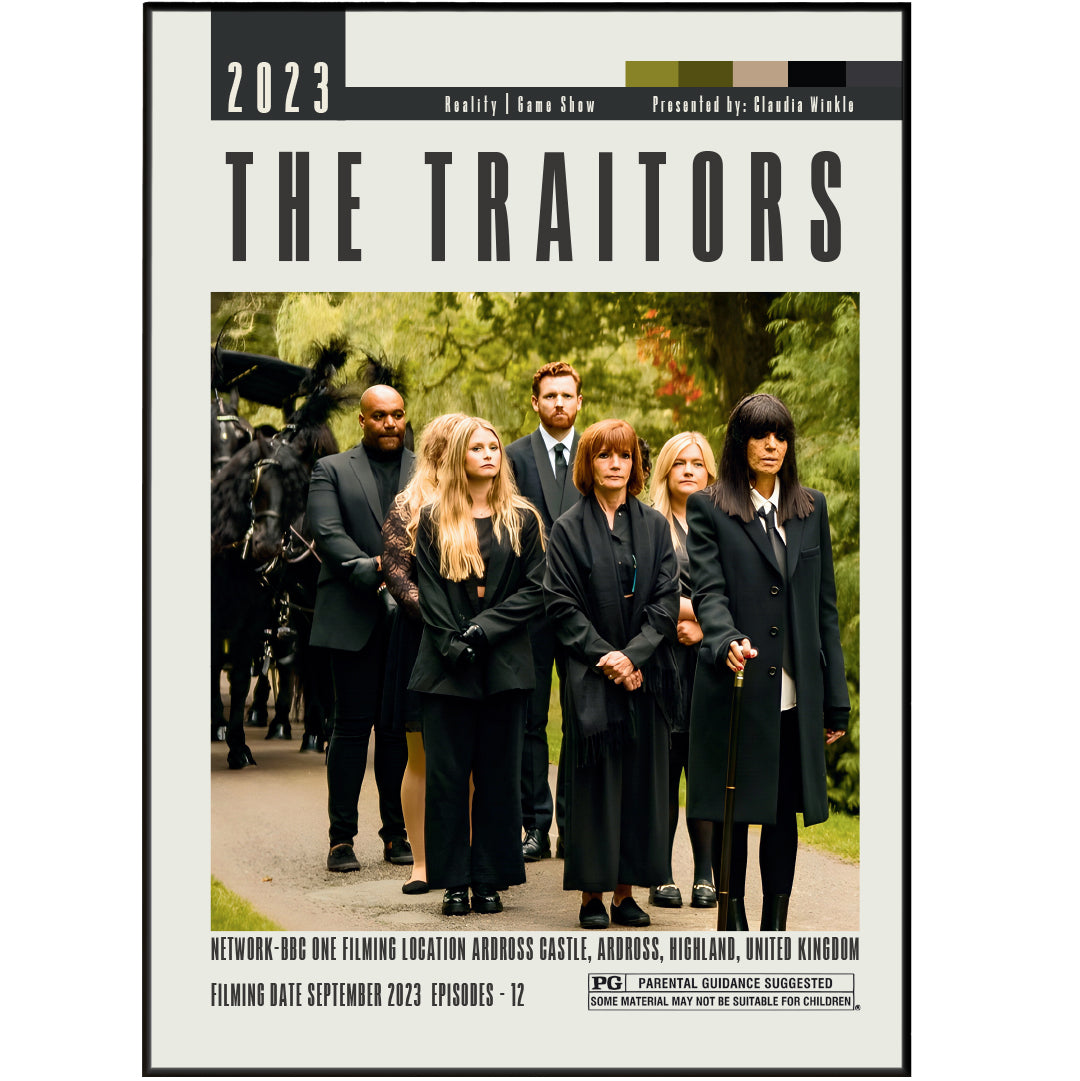 "Experience the thrilling twists and turns of The Traitors UK season 2 winner, Harry Clark, with this exclusive poster featuring the iconic host Claudia Winkleman. From fierce competition to cunning tactics, this cutthroat game is a must-watch for any movie lover. Don't miss out on this limited edition collector's item!"