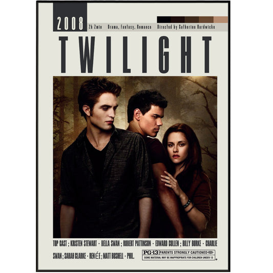 Transform your walls with these vintage Twilight movie posters from the UK. Each custom minimalist poster is a unique and stylish addition to any room. Elevate your decor with these retro art prints.
