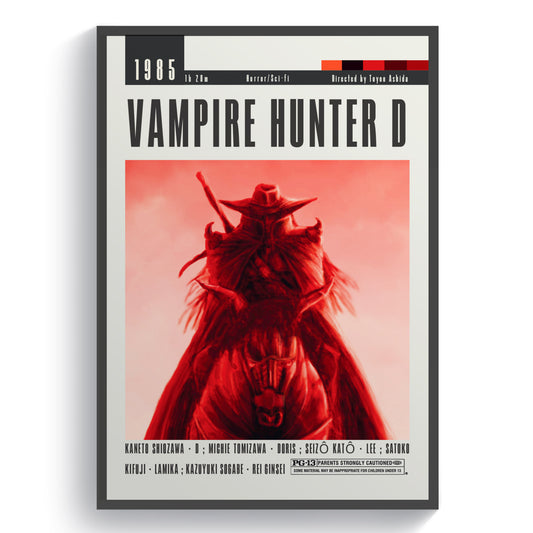 This Vampire Hunter Movie poster set features classic anime films. Display these posters to add a spooky touch to your home or office. Expertly designed and printed to capture the essence of the films, each poster is a must-have for any fan or collector.