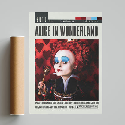 Discover the magic of Tim Burton's classic film with our custom Alice in Wonderland poster. Featuring minimalist vintage art, this high-quality print will transport you to Wonderland. Available in various sizes, this wall art decor is a perfect addition to any movie buff's collection. Get your hands on one of the best movie prints of all time.