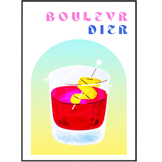 Adding a touch of sophistication to your walls, our BOULEVRDIER COCKTAIL PRINT includes a unique collection of vibrant cocktails poster, prints and wall art. Featuring colorful recipes, perfect for the mixologist in your life, each piece is sure to enhance any wall décor. The perfect blend of style and functionality, add color and personality to your walls with our cocktail artwork prints.