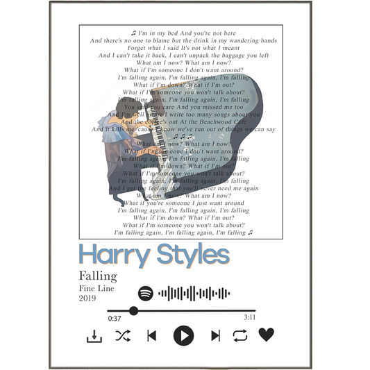 Spice up your walls with a personalized touch! Make your own music with these custom Harry Styles - Falling Lyrics Prints. Choose your favorite lyric and instantly turn it into a work of art. Perfect for any music lover, it's the perfect gift for any occasion – so pick your favorite song, and turn the lyrics into a personalized piece of art! Boom!