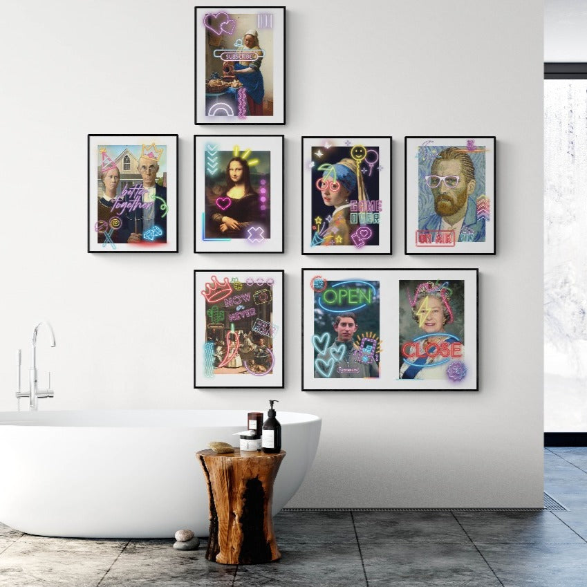 Experience the timeless beauty and dynamic energy of Van Gogh's art with our vibrant oil paintings. The infusion of neon pop colors and illustrations adds a modern twist, making it a captivating focal point for any space. Perfect for maximalist home decor and a stunning gift for art enthusiasts.