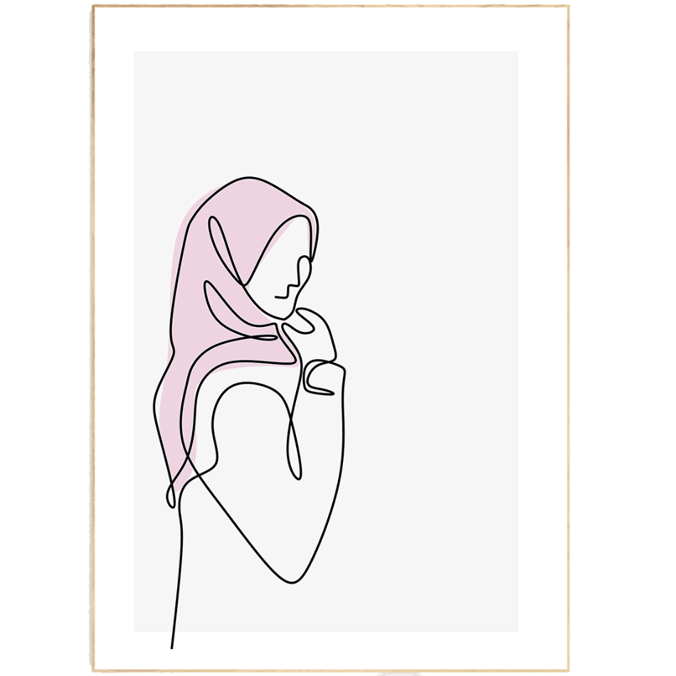 Elegant woman in pink Line Art Print