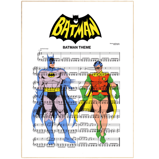 Add some music to your walls with this beautiful BATMAN Main theme Poster This poster is the perfect way to show your love for BATMAN and your favorite song lyrics. The poster is printed on high quality paper and comes in a personalized picture frame, making it the perfect gift for any music lover.