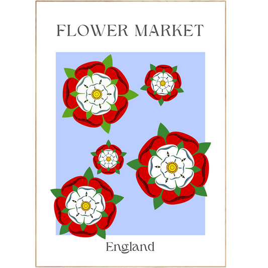 Our England Flowers Market Print is perfect for creating beautiful gallery walls and art posters. Explore our collection of wall art ideas for your living room, bedroom, and kitchen with large prints, contemporary art and designer graphics. Buy your favorite A3 poster today and make your home feel like a market!