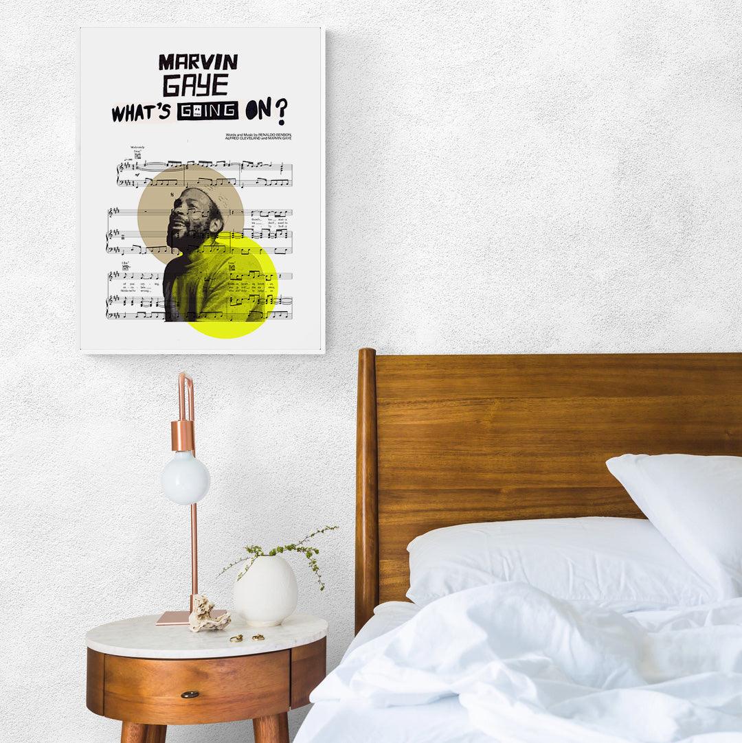 Bring the timeless classic of Marvin Gaye's "What's Going On" to life with this beautiful poster. Printed on high-quality paper, this wall art will look great in any home—tastefully adorning your kitchen or livingroom. A great gift idea for music lovers, it'll be a perfect addition to any home decor enthusiast's collection. Its distinct design makes it an ideal choice for weddings, anniversaries and other special occasions. Hang it up with pride and jam out to this classic tune every time you pass by it.