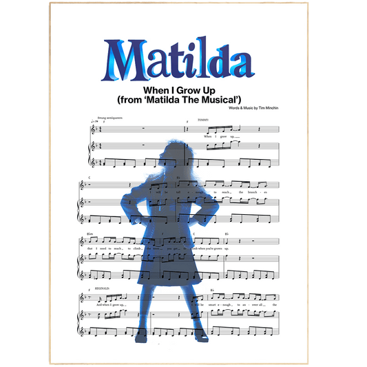 This Matilda When I Grow Up Poster is the perfect addition to any music lover's home. With a simple and sleek design, this poster is perfect for dressing up any room. Made with high quality printing, this poster is sure to make a statement in any space. Plus, with free fast delivery, you can have this poster up in no time. So bring some personality to your home with this Matilda When I Grow Up Poster today.