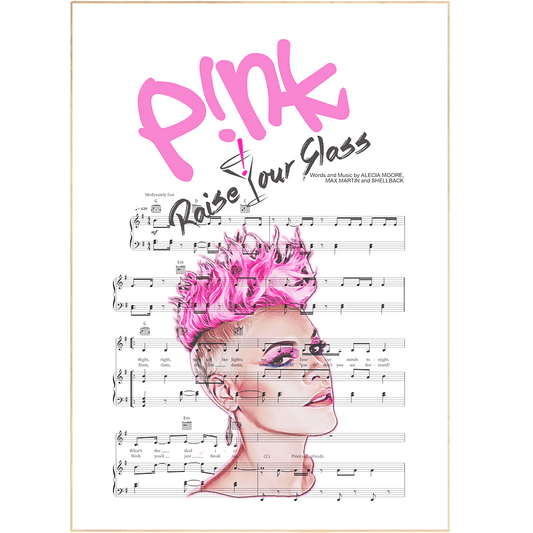 Raise a glass and add a touch of music to your space with this lovely poster! Hand-drawn lyrics from Pink's hit single are highlighted by the poster's bold, vibrant colors, creating a unique and stylish wall display that will give your home a personal touch like no other!