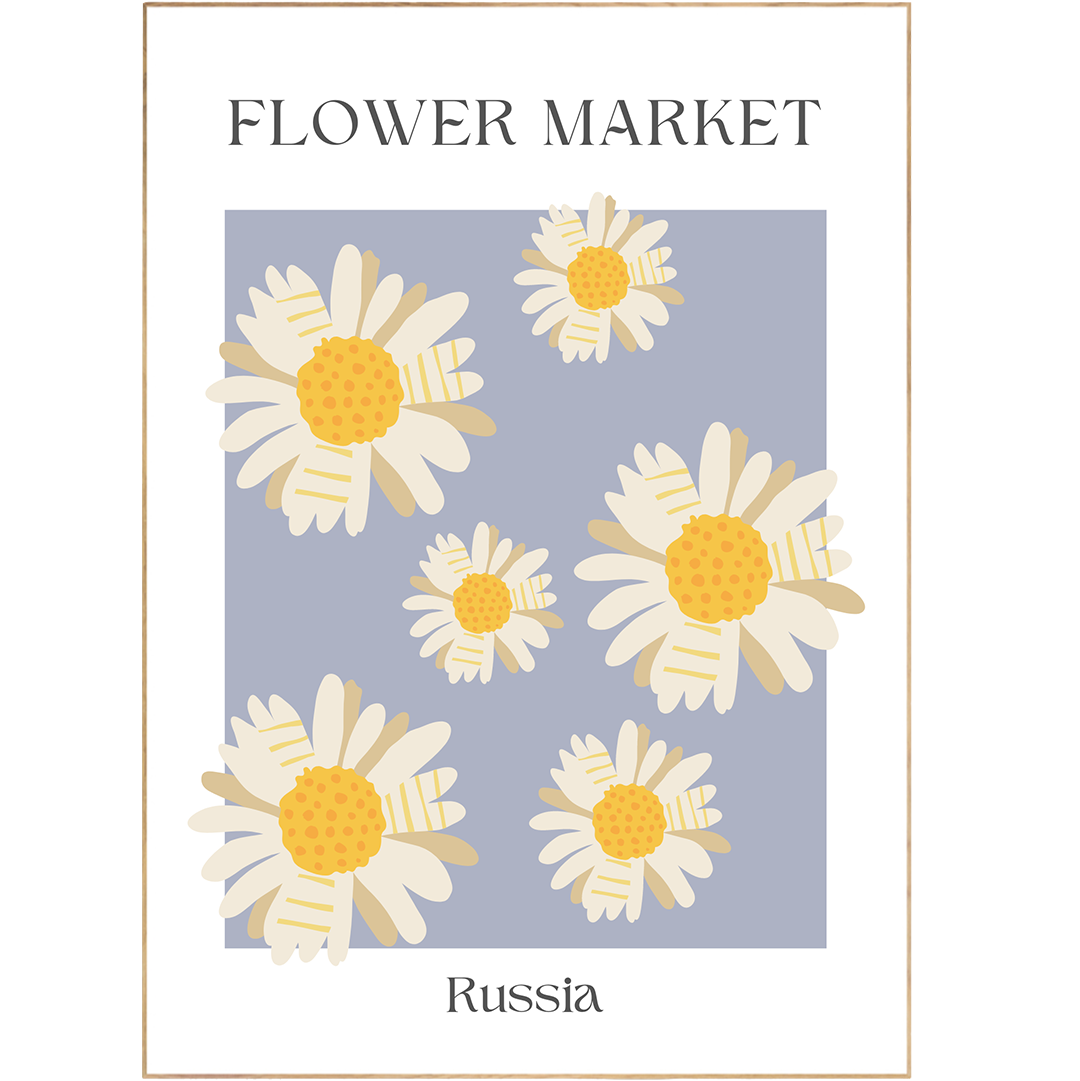 Bring your walls to life with the Rusia Flowers Market Print. Featuring vibrant colors and beautiful flower designs, this wall art print brings you 98 types of prints, from shapes and figures to abstract flowers and floral drawings. With a unique combination of trendiness and classic style, this print is perfect for jazzing up a Scandinavian or Nordic inspired home, gallery wall, or shop. Buy your own today!