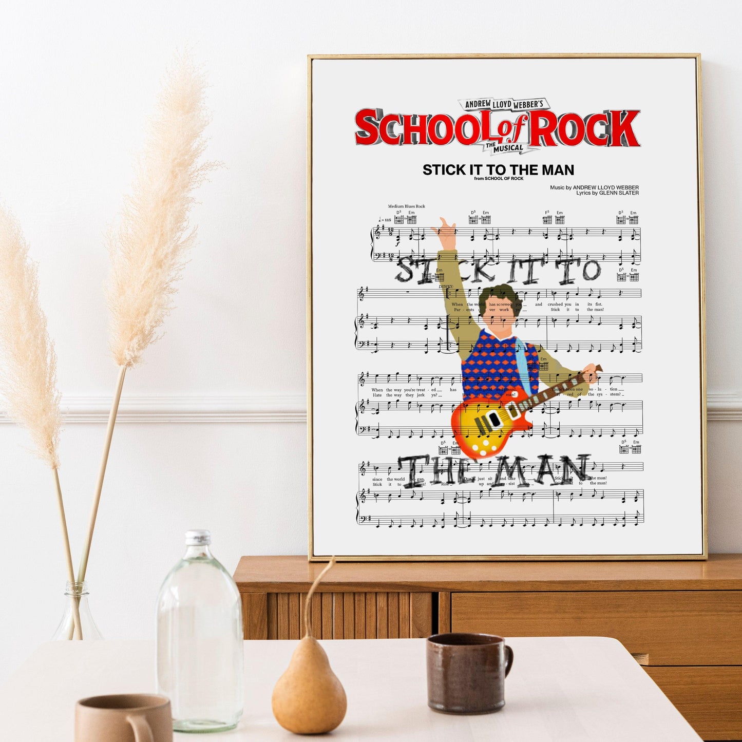 The School of Rock - STICK IT TO THE MAN Poster is the perfect way to show your love for rock music. This simple design is printed on high-quality paper, making it ideal for decorating your kitchen or dining room. With free delivery, this poster is a great way to show your rockin' style.
