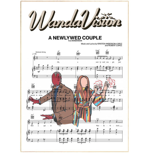 WandaVision - The Newlywed Couple Song Music Sheet Notes Print Everyone has a favorite Song lyric prints and with WandaVision now you can show the score as printed staff. The personal favorite song lyrics art shows the song chosen as the score.