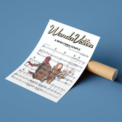 WandaVision - The Newlywed Couple Song Music Sheet Notes Print Everyone has a favorite Song lyric prints and with WandaVision now you can show the score as printed staff. The personal favorite song lyrics art shows the song chosen as the score.