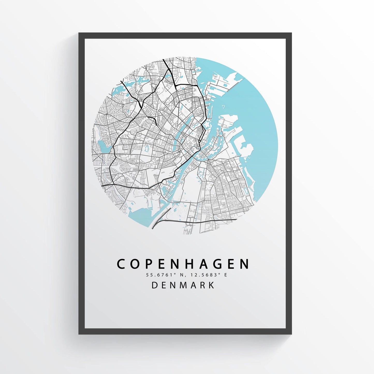 Copenhagen Denmark City Map Print | København Street Map Road | Copenhagen Poster Art | Denmark Wall Art | Variety Sizes - 98types