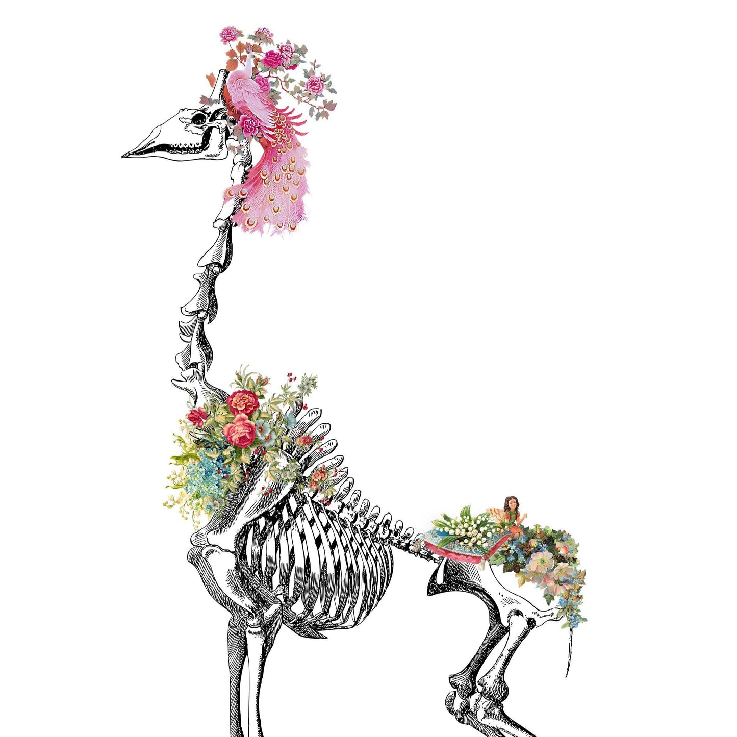 Giraffe Skeleton Anatomical Flowers | Anatomical Body Print | Flower Art Print | Illustration Poster - 98types