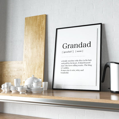 Grandad Definition Print | Gift Definition Print | Grandfather Wall Art | Best Friend Print | Gifts for Birthday | Inspirational Poster | Quote Idea Print | Typography Wall Art - 98types