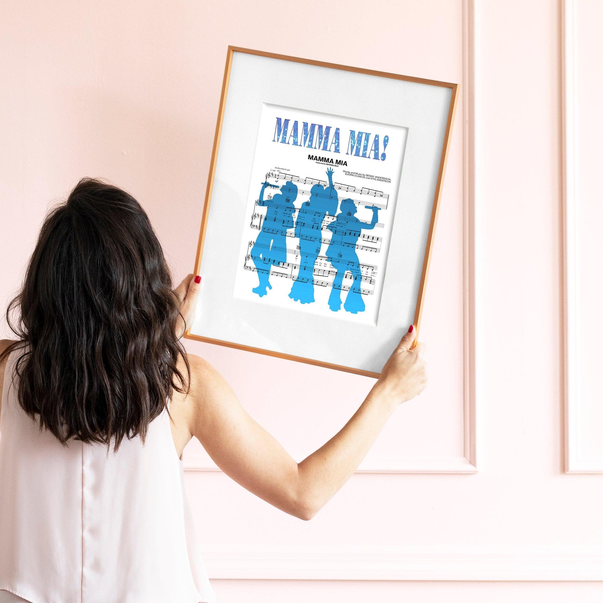Abba • Mamma Mia Song Lyric Print | Song Music Sheet Notes Print  Everyone has a favorite Abba song and now you can show the score as printed staff. The personal favorite song sheet print shows the song chosen as the score. 