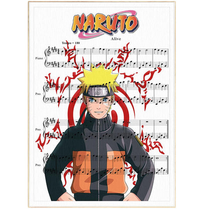 Naruto Alive Print | Sheet Music Wall Art | Song Music Sheet Notes Print