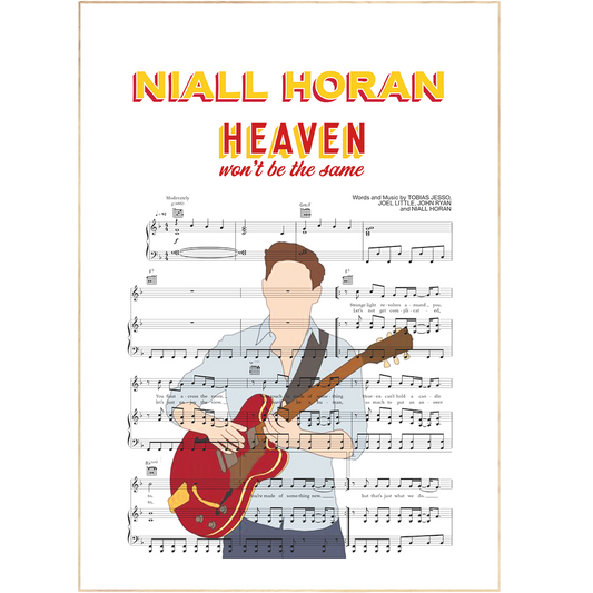 This Niall Horan - Heaven Poster is perfect for adding life and energy to any wall. Personalised with your favourite song lyrics, this unframed wall art print is printed on high quality cardstock and is ideal for music-lovers, a unique wedding gift or as a special treat for yourself. Numbers, facts and scientific language not included!
