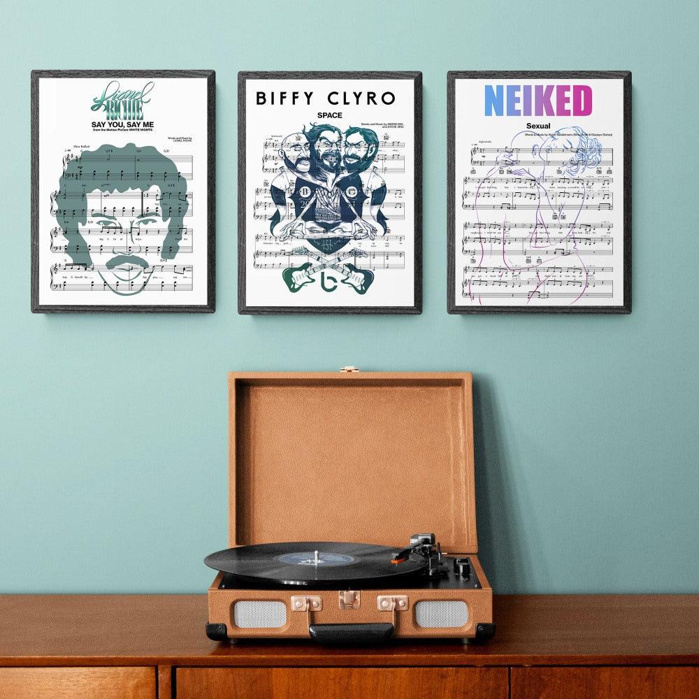NEIKED - Sexual ft. Dyo Print | Song Music Sheet Notes Print  Everyone has a favorite Song lyric prints and NEIKED now you can show the score as printed staff. The personal favorite song lyrics art shows the song chosen as the score.