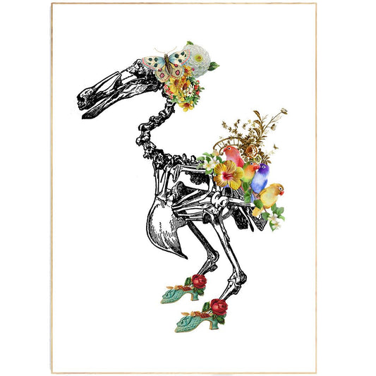 Duck Skeleton Anatomical Flowers Print - 98types