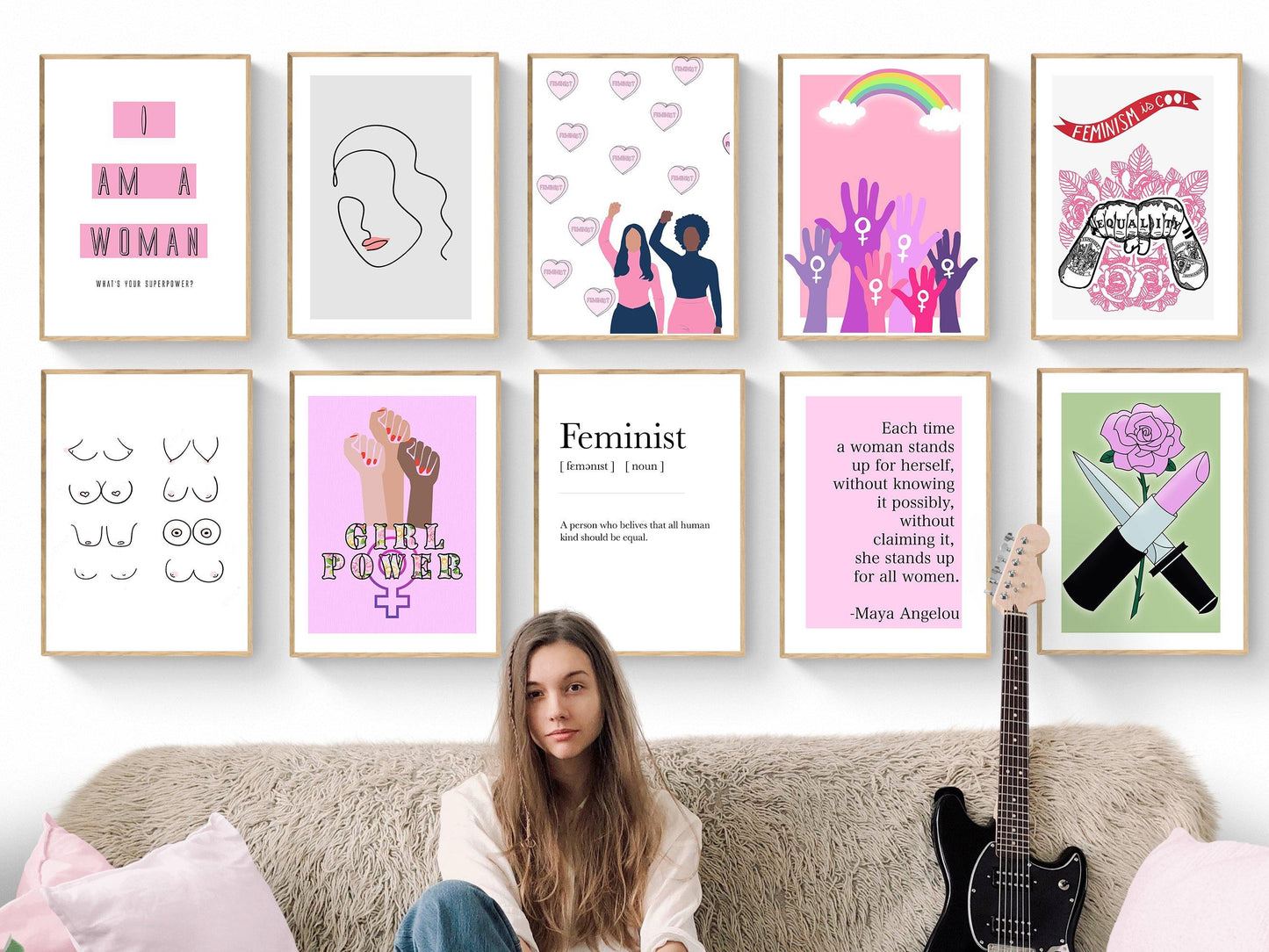 I Believe in Feminism Print | Wall Art Bedroom Decor Feminism | Girl Power Prints Art | Inspirational Poster