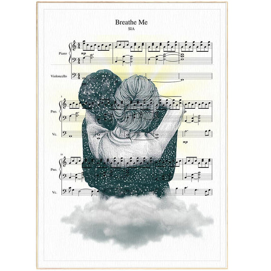 Breathe Me Sia Print | Sheet Music Wall Art | Song Music Sheet Notes Print