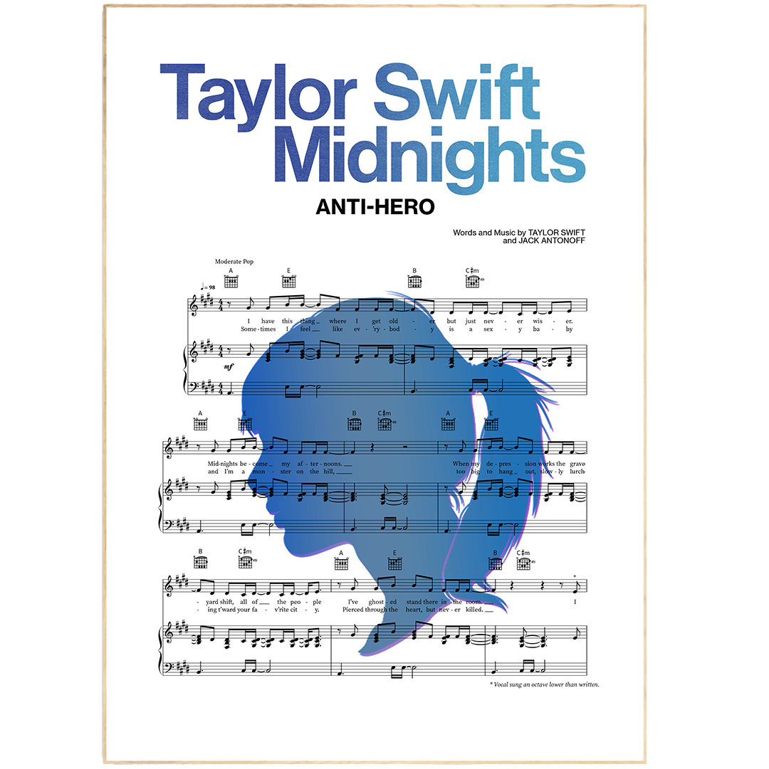 Bring some musical inspiration into your home with this Taylor Swift - Anti Hero Poster. This wall art print decor is a great way to show your love of music and bring some life into your home. With its simple design and free fast delivery, it's perfect for decorating your kitchen or living room. And with its high-quality printing, it makes a great gift for any Taylor Swift fan.