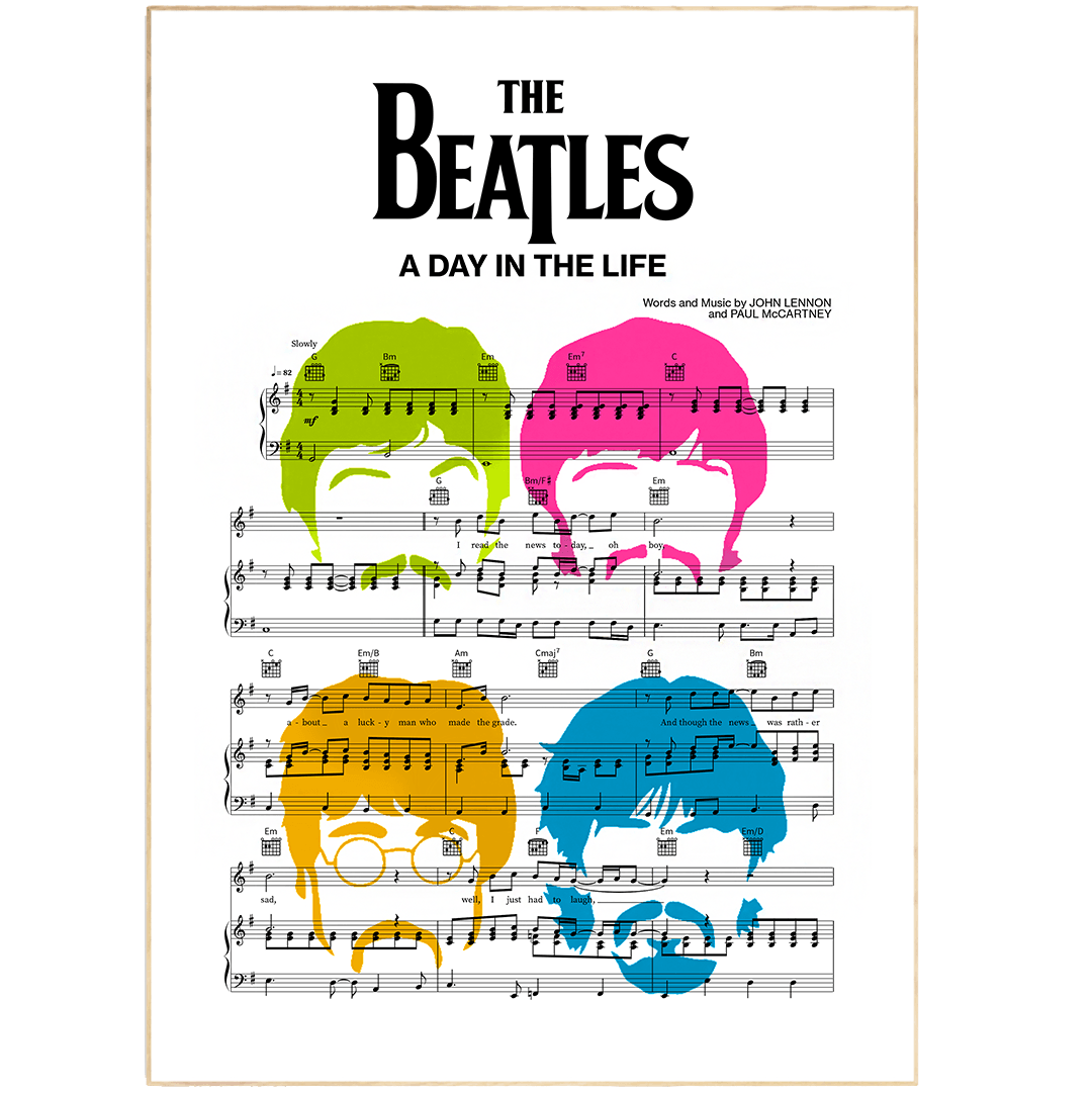 A Day in the Life Poster, The Beatles Lyrics Poster, Rock Band, Famous Lyrics Decor, Classic Rock Posters, Music Poster, Famous Quotes