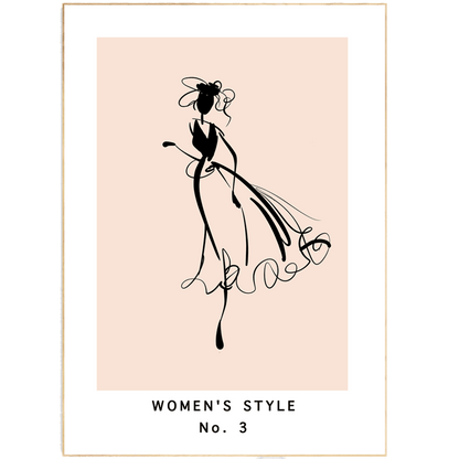 Woman Style No 3 Line Art Print | Contemporary Minimal Wall Decor | Scandi Design Style