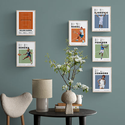 Make sure your wall game is strong with our Australian Open Tennis Posters! These Grand Slam posters feature tournaments, courts and more - in A5, A4 and A3 sizes for a perfect fit! Perfect for any tennis fan, these tennis wall art prints will give your life a little love-game!